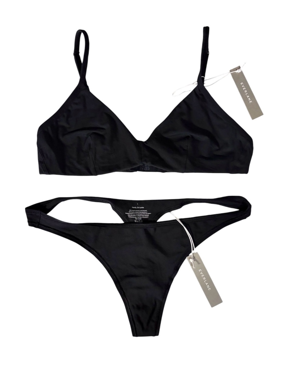 Bundle of Everlane The Bralette and The Thong Black Supima Cotton NWT